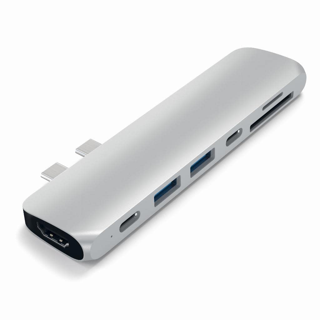 Satechi Aluminum Type-C Pro Hub Adapter with USB-C PD (40 Gbps), 4K HDMI, USB-C Data, SD/Micro Card Reader, USB 3.0 - Compatible with 2021 MacBook Pro M1 Pro & Max, 2020 MacBook Air/Pro M1 (Silver) - Image 3