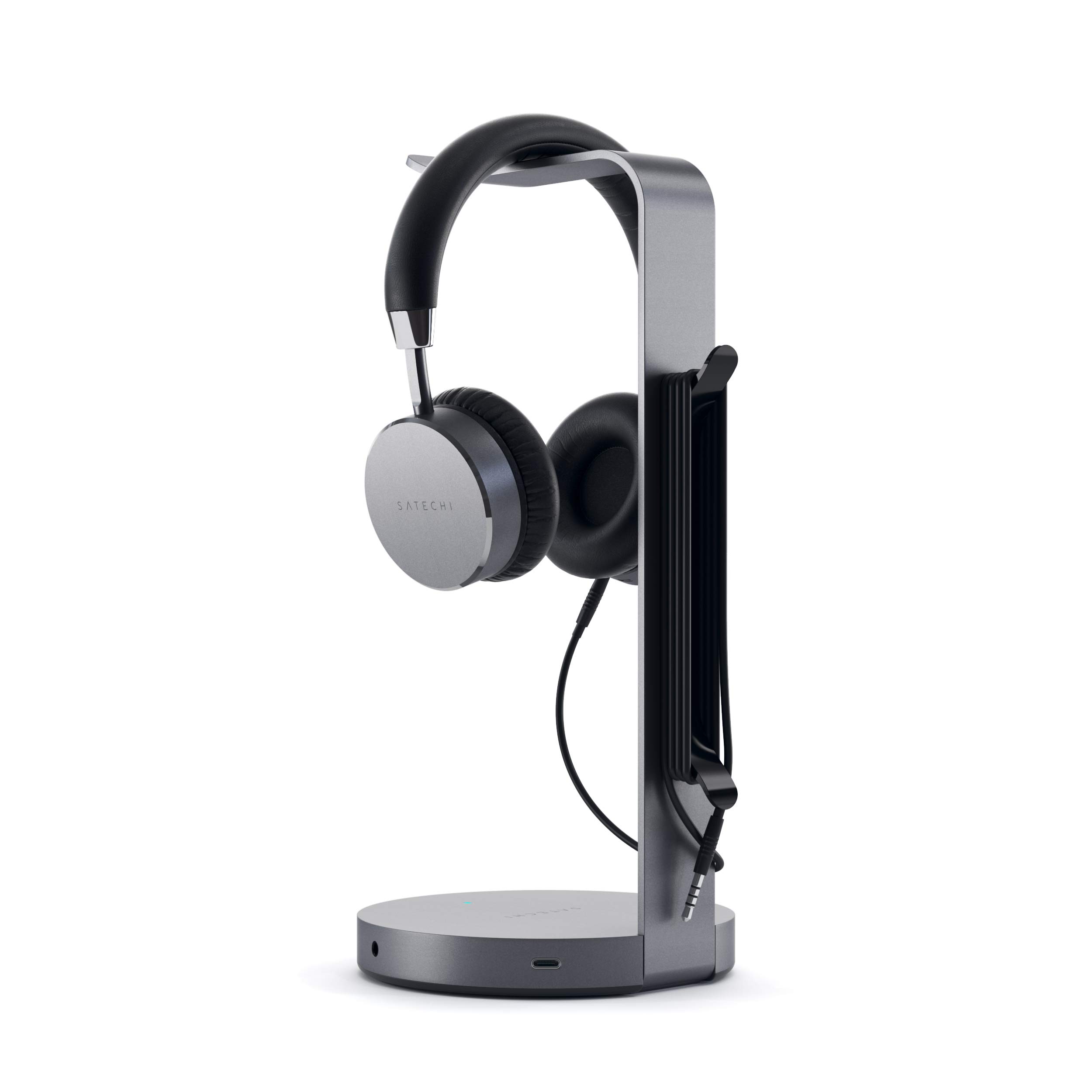 Satechi Aluminum USB Headphone Stand Holder with 3 USB 3.0 Ports & 3.5mm AUX Port - Universal Fit - Compatible, Bose, Sony, Beats, JBL, Panasonic, AKG (V2, Space Gray) - Image 5