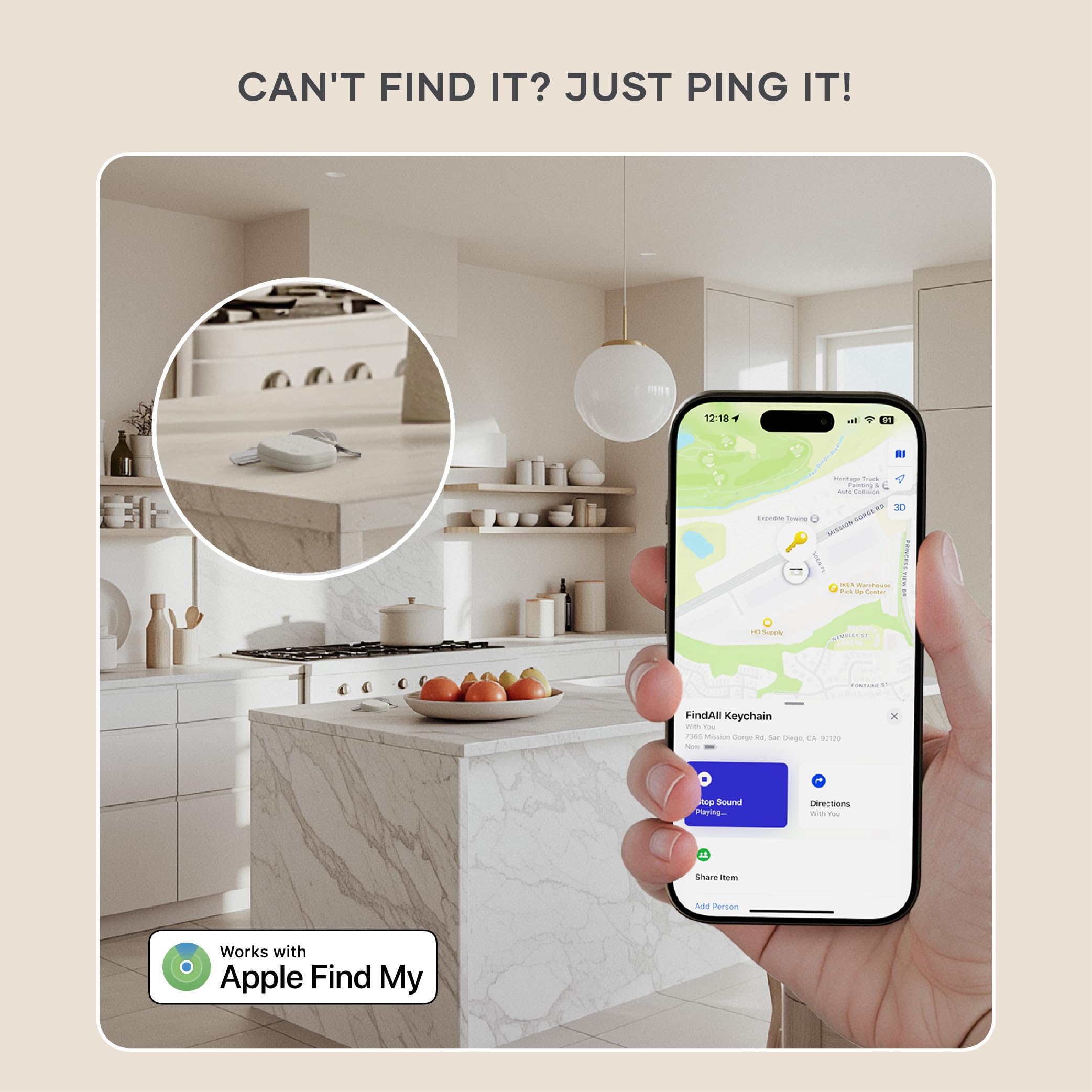 Satechi FindAll with Find My, Wallet Card & Keychain & Luggage Tag, Wireless Rechargeable, Location Tracker - Sand - Image 6