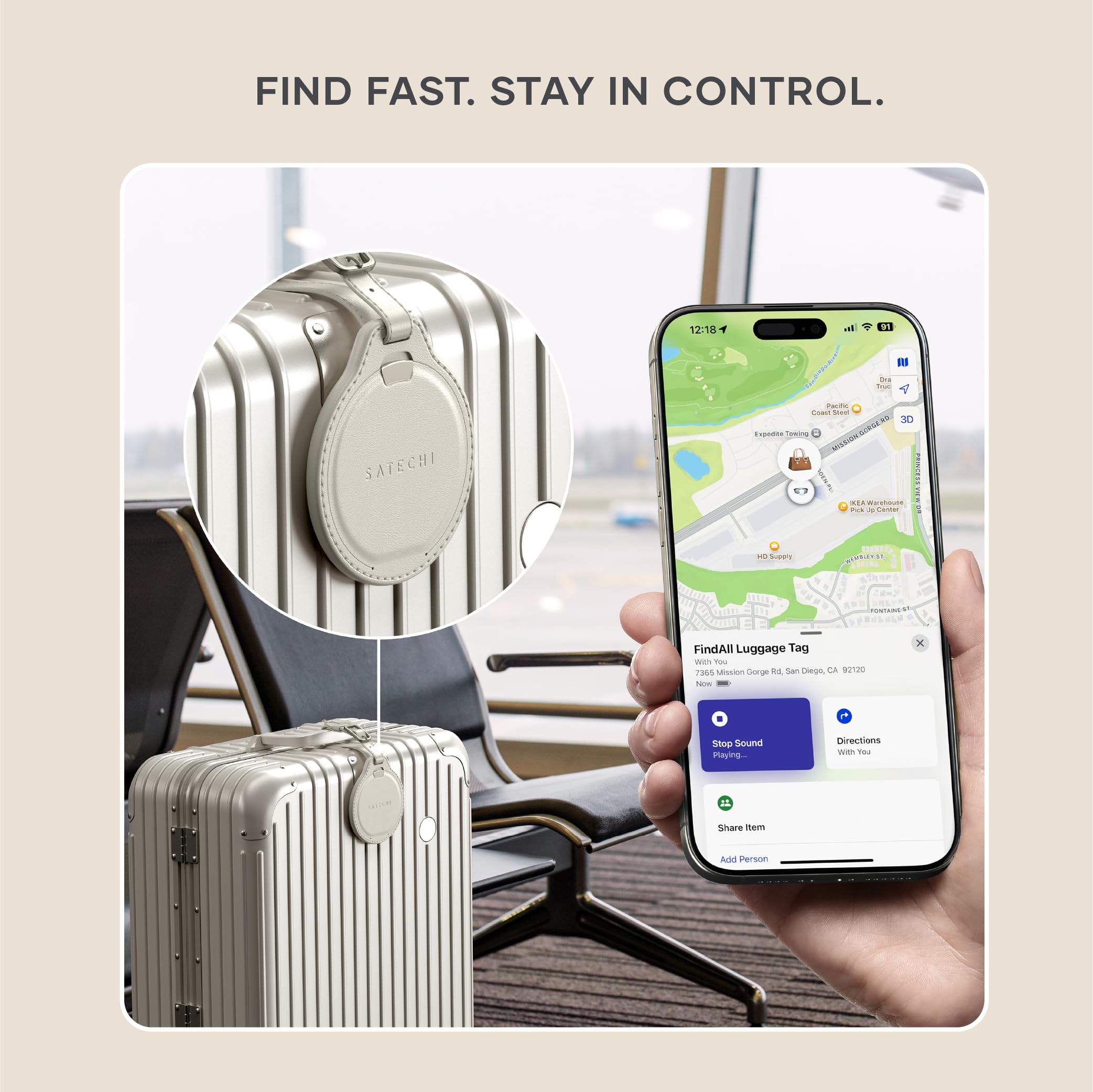 Satechi FindAll with Find My, Wallet Card & Keychain & Luggage Tag, Wireless Rechargeable, Location Tracker - Sand - Image 8