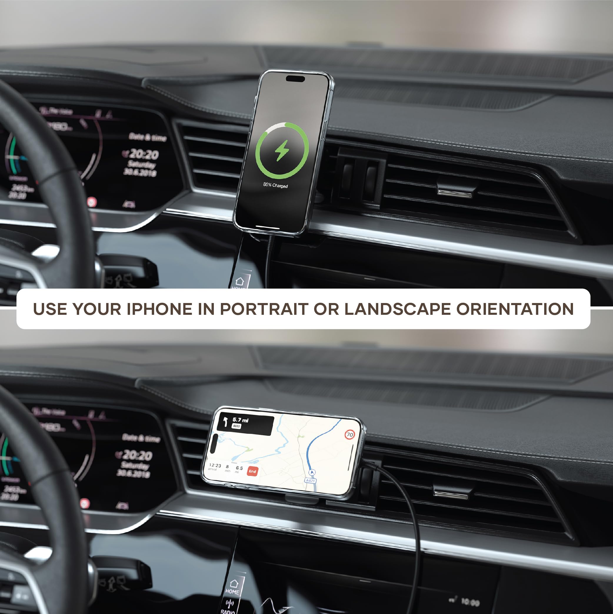 Satechi Qi2 Wireless Car Charger, Travel Friendly Car Phone Mount Charger for Air Vents, 15W Fast Chargers, for iPhone 17 to 12 Series - Image 5