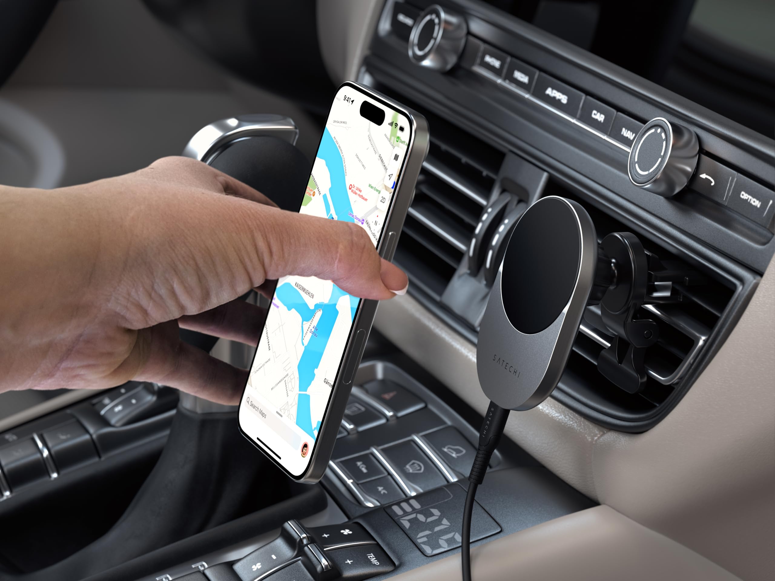Satechi Qi2 Wireless Car Charger, Travel Friendly Car Phone Mount Charger for Air Vents, 15W Fast Chargers, for iPhone 17 to 12 Series - Image 8