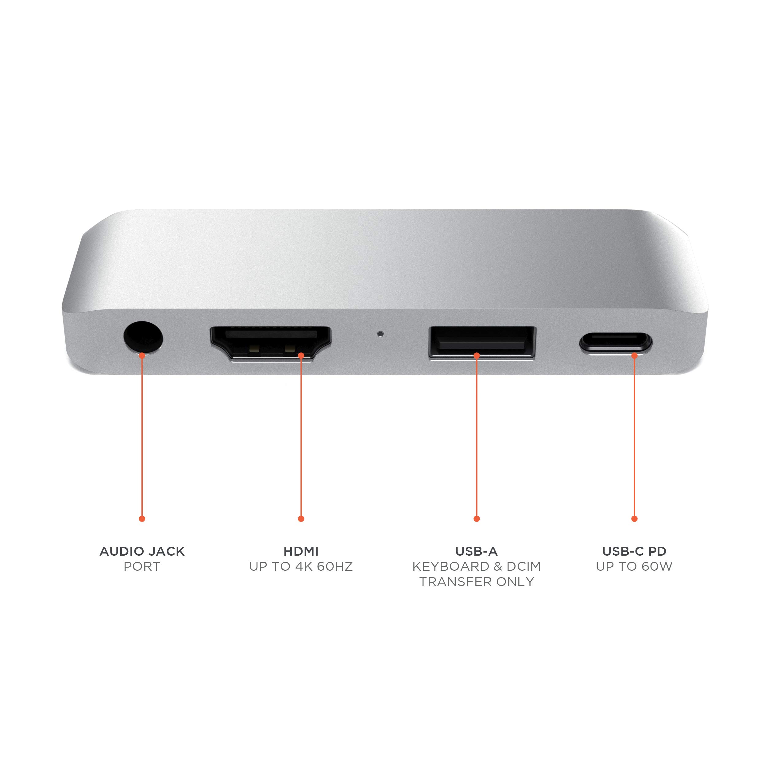 Satechi Type-C Mobile Pro Hub Adapter with USB-C PD Charging, 4K HDMI, USB 3.0 & 3.5mm Headphone Jack – for M2/ M1 iPad Pro, M1 iPad Air, iPad mini and More (Silver) - Image 3