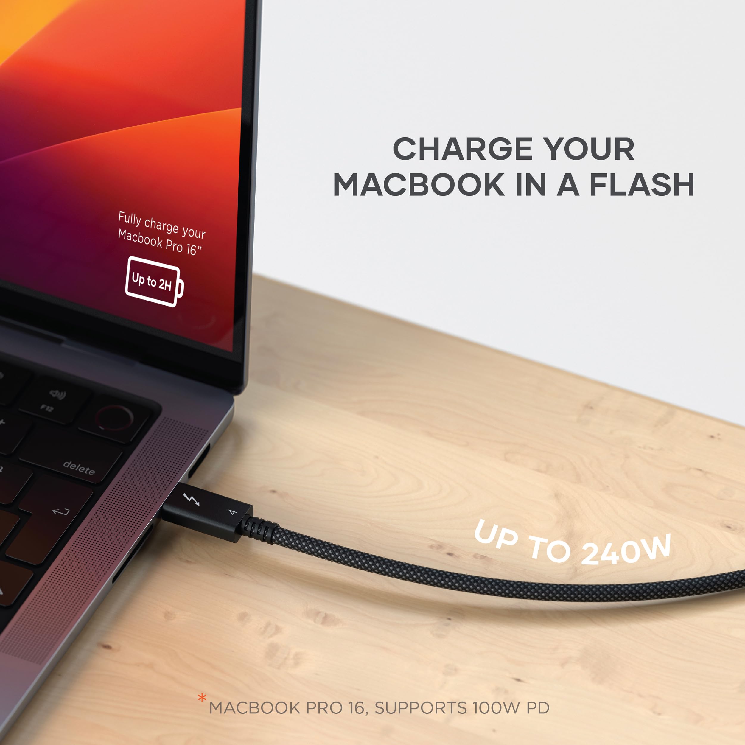 Satechi USB C Thunderbolt 4 (3.2ft/1m), USBC to USB-C Cable, Supports 8K Display, 40Gbps Data Transfer, 240W PD Charging, for iPhone 17, MacBook M5/M4, iPad (Intel Thunderbolt Certified) - Image 6