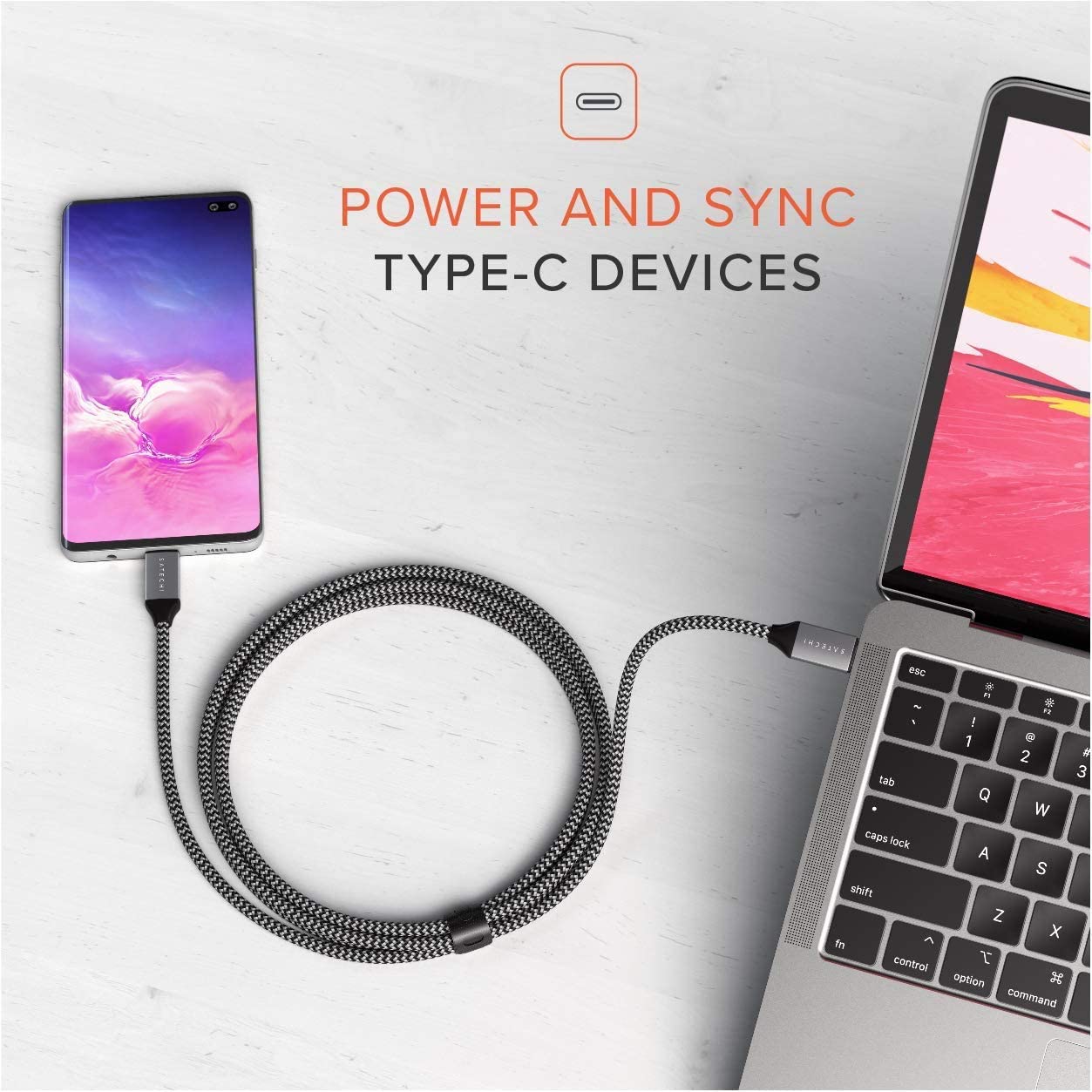 Satechi USB C to USB C Cable 100W, 6.5ft/2m, for iPhone 17 to 15 Series, iPad Air/Pro, MacBook Air/Pro, Galaxy S25, Android, Windows - Image 3